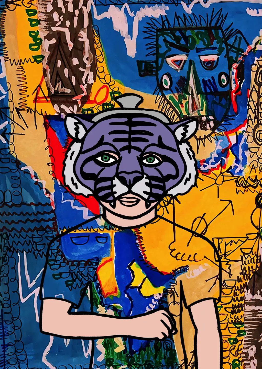 man biting tiger ear — Hashmask #8104