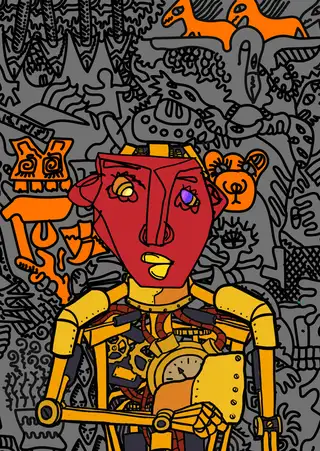 Goldmember — Hashmask #1045, Doodle Background