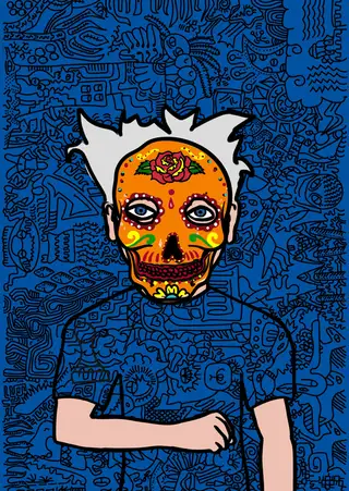 Blue Pawn — Hashmask #1817, Doodle Background