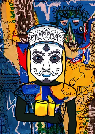 Gold On The Ceiling — Hashmask #4392, Mundamala Mask Subtype
