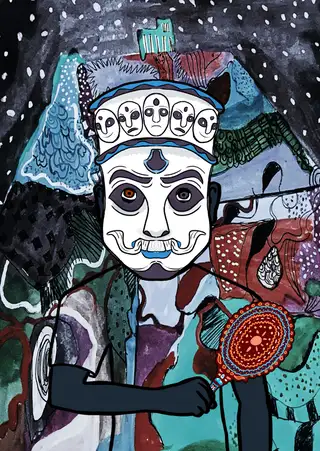 Comedy and Tragedy — Hashmask #9324, Mundamala Mask Subtype