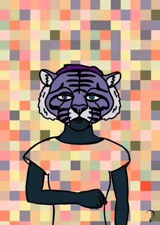 Miss Blue from Wormhole — Hashmask #9338, Tiger 2 Mask Subtype