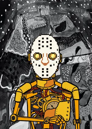 Golden Goalie — Hashmask #12514, Pixel Mask
