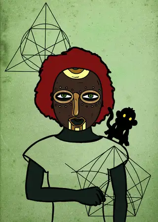Lady with an Ape — Hashmask #13579, Oorun Mask Subtype