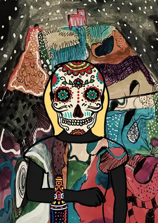 Calavera Catrina — Hashmask #14205, Flores Mask Subtype